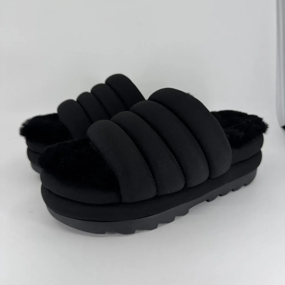UGG Maxi Slide Platform Puffer Sandals -Black -Women’s US 7 Cozy